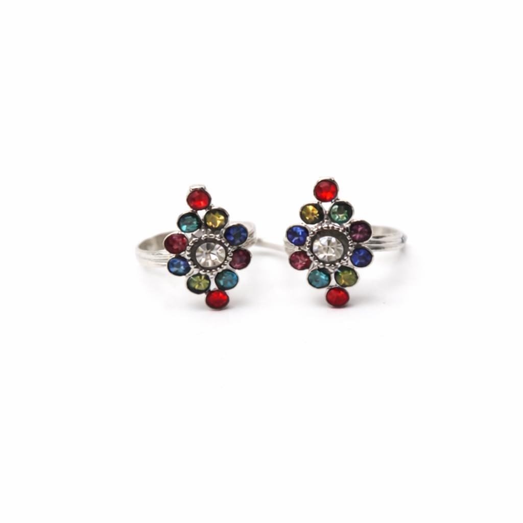 anuradha Art Jewellery elegant silver finish multi stone stud Adjustable bicchiya/feet accessories/leg finger ring/Bichudi/Jodvi/ 1 pair for women.-picture-45