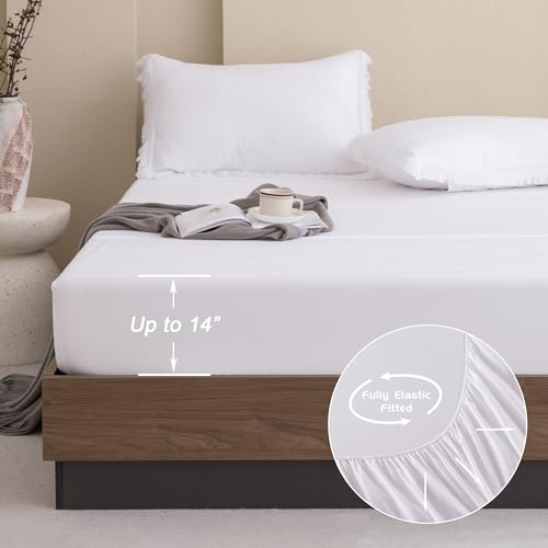Image of Andency Queen Comforter Set with Sheets White -7 Pieces Boho Tassel Bed in a Bag Soft Lightweight Bedding Sets, All Season Fringe Bed Set with Comforter, Sheets, Pillowcases & Shams