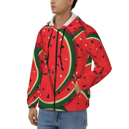 Sweat à capuche polyester doux homme avec imprimé pastèque rouge unique - 2