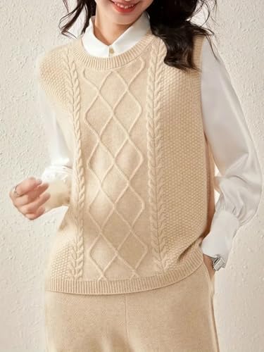 Image of Womens Knit Sleeveless Crewneck Sweater Vest 2025 Knitwear Tank