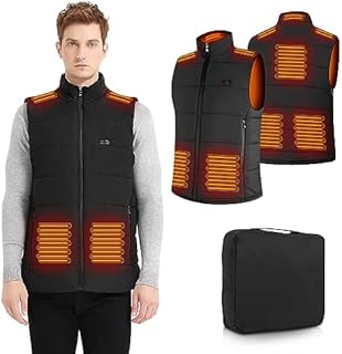 Glifetoy Heated Gilet Heated Jacket For Men Women 8 Heating Zones Winter Warm Heated Vest 3 Levels Heated Body Warmer Heated Coat USB Electric Vest Coats for Ski Hiking Moto (Not Battery)