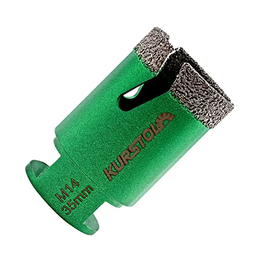 KURSTOL Diamant Bohrkronen - Fliesenbohrer 35 mm mit M14 Gewindefliesen-Lochsägen für Trockenbohren Porzellan Keramik Fliesen Granit Marmor Stein Vakuum gelötete Diamantbohrer Cover