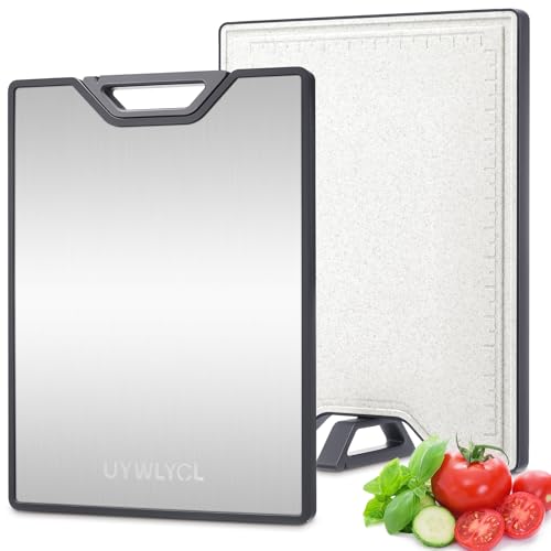 Stainless Steel Cutting Board, Double-Sided Cutting Board with Kn...