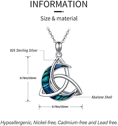 Celtic Moon Necklace 925 Sterling Silver Celtic Trinity Knot Pendant Necklace Crescent Moon Goddess Necklace Jewellery Celtic Gifts for Women Men Girls