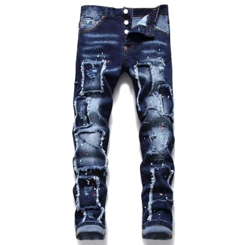 Jean déchiré homme skinny stretch pantalon denim mode décontracté