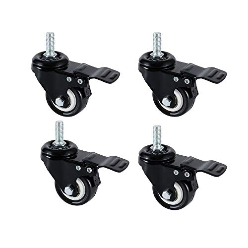 Onerbuy 4 Roulettes à roulettes à double verrouillage, Roulettes pivotantes robustes avec freins Remplacement pour remorque industrielle, Meubles de maison, Armoire de table de bureau(1.5 1 cm M8 (Stem)