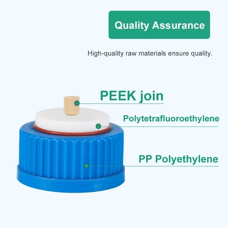 Mobile Phase Solvent Bottle Cap GL45 with PEEK Connector HPLC Solvent Bottle Cap Mobile Phase bottle1/2/3/4-holes(2-Holes)