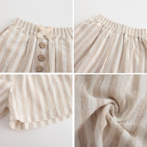 Ashmyova Classic Shorts for Boys Thin Cotton Stripe Elastics Waist Casual Summer Toddler Shorts Lightweight 2Pcs3