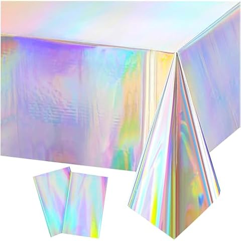 COSORO Rainbow Holographic Tablecloth Set Cover