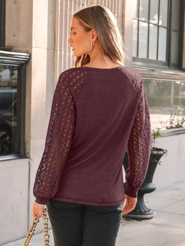 AUTOMET Womens Long Sleeve Shirts V-Neck Lace Tops Business Casual Blouses Tee Trendy 2025 Fall Fashion Outfits Clothes4