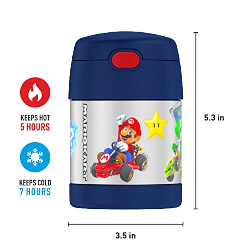 Image of THERMOS FUNTAINER Kids Food Jar with Spoon, 10oz, Mario Kart | Kid-Friendly Stainless Steel Insulated Food Container, Keeps Food Hot or Cold Longer for School & Play, BPA Free