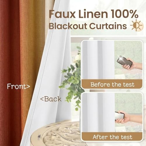 Burnt Orange Ombre Blackout Linen Curtains 84 Inches Length,2 Panels by XFLINGBAO - Used condition - Image 5