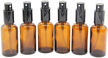 Yizhao 50ml Amber Glass Spray Bottle for Essential Oils, Small Empty Fine Mist Spray Bottle, for Cleaning, Aromatherapy, Cosmetic Sprays, Hair 6 Pcs