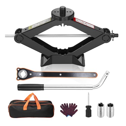 Car Jack Kit Scissor Jack for Tesla Model Y/3/S/X, Sedan,Coupe,SUV,MPV Tire Jack Tool Kit Upgrade 3 in 1 Universal Car Emergency Kit with Tesla Jack Pad,Lug Wrench Tire Changing Kit (Black)