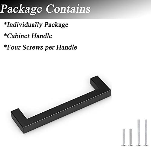 5 Pack Probrico Black Stainless Steel Square Corner Bar Cabinet Door Handles Drawer Pulls Knobs 1/2 In Width Hole Centers 5 Inch 128Mm #TOP3