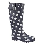 A2Z Ladies Wide Fit Heeled Wellington Boots Rubber Waterproof Adjustable Buckle - Wellies LDS Paws 6 UK