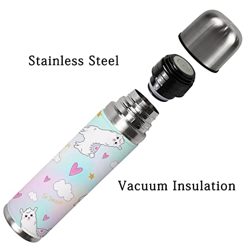 Colourlife Insulated Mug Stainless Steel Water Bottle Rainbow Color Llama Heart Vacuum Cup Travel Mug For School Office #TOP3