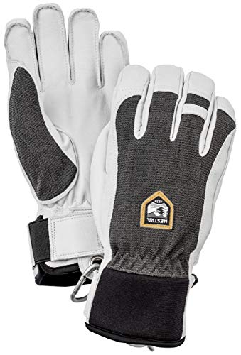 Hestra Ski Gloves: Army Leather Patrol Winter Cold Weather Gloves, Charcoal, 9
