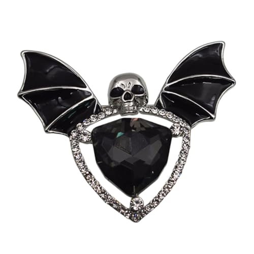 Brooch skull bat crystal halloween : évitez les déguisements fades avec ce bijou