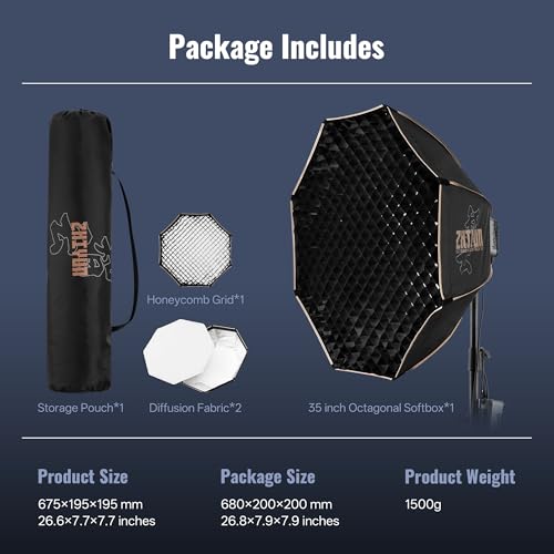 ZHIYUN 35"/90cm Octagonal Softbox, Quick Release Bowens Mount Softbox by ZHIYUN - Used condition - Image 6