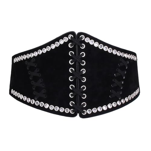 Elastic Corset Waist Belt for Women Vintage Medieval Waist Cincher Waspie Belt Lace-up Tied Waspie for Down Jackets Coat