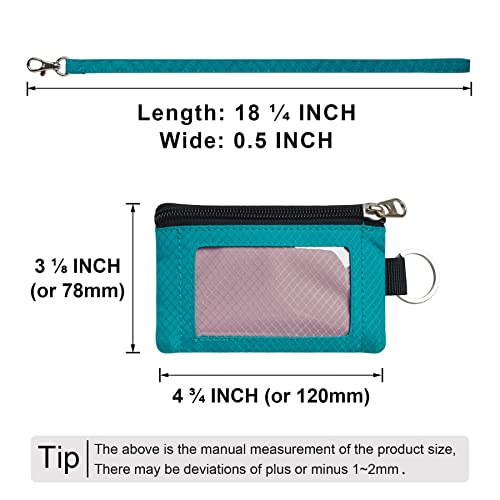 CHENSPRX Minimalist RFID Blocking Small Wallet with ID Window,WaterResistant Zip Id Case Wallet with Lanyard Keychain for Cards,Cash,Travel,Women,Men (LightPurple+Turquoise) - Thumbnail 5