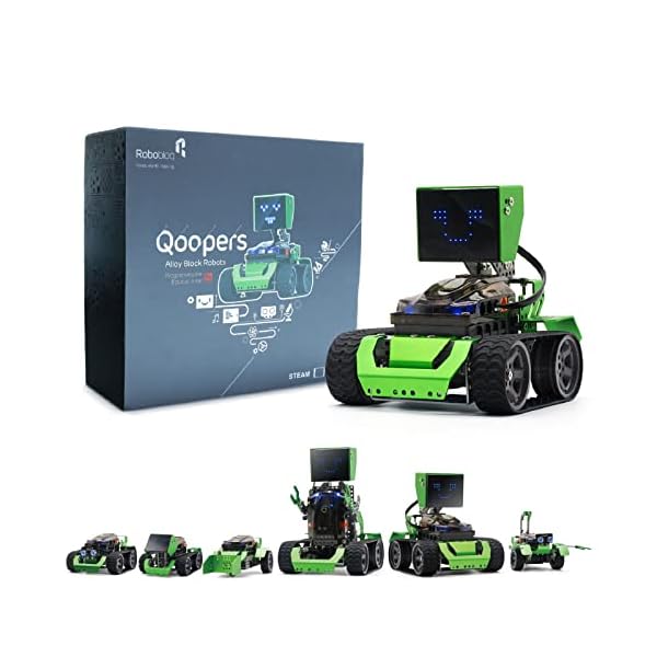 Robobloq Qoopers 6 in 1 Programming Robot Building Kit with Remote Control, LED Martrix, Ultrasonic Sensor etc. for Scratch Arduino Python Learning, Coding Toy for Kids