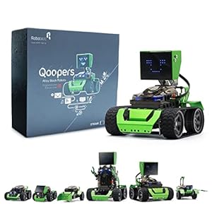 Robobloq Qoopers 6 in 1 Programming Robot Building Kit with Remote Control, LED Martrix, Ultrasonic Sensor etc. for Scratch Arduino Python Learning, Coding Toy for Kids