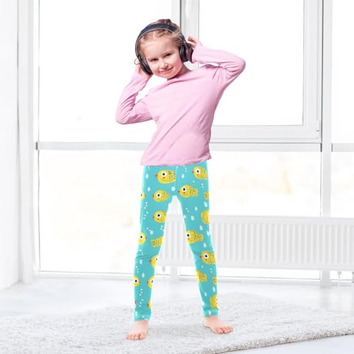 Small Yellow Croaker Fish Girls Leggings Ultra Soft Compression Yoga Gym Pants for Kids 4-10T4