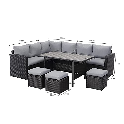 Gartenmöbelset,Gartenmöbel Set Rattan Loungeset Polyrattan Lounge Sitzgruppe Couch-Set für 6-9 Personen für Garten… – Bild 4