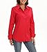 Esabel.C Womens Button Down Shirts Long Sleeve Regular Fit Stretch Work Blouse Red S