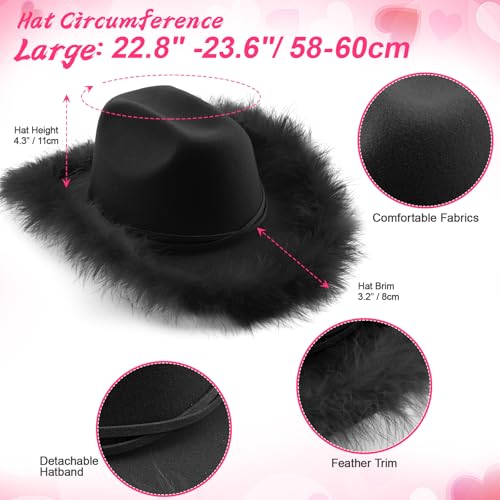 Image of DRESHOW Cowboy Hat for Women and Men Wide Brim Western Cowboy Cowgirl Hat with Belt Buckle Unisex Rolled up Caps
