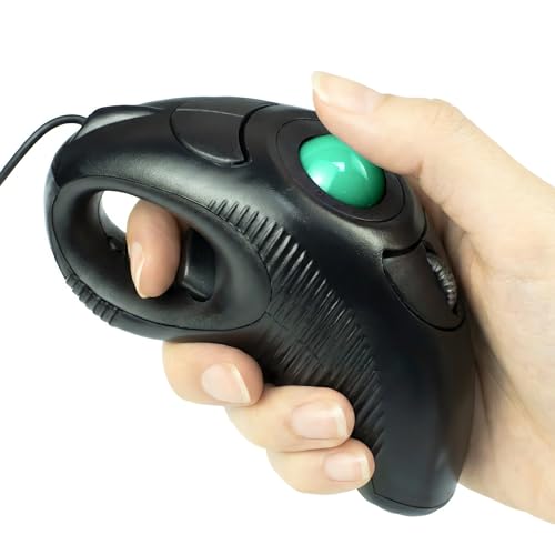 YUMQUA Finger Mouse Handheld Trackball Mouse USB Wired Hand Held Thumb Ring Mice with Roller for Laptop Mac Window Computer Fits Left and Right Handed Users