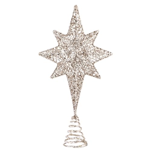 Beatifufu Adorno De ÁRbol De Navidad Estrella De Ocho Puntas Dorada 11.81X6.29X2.16 Pulgadas para DecoracióN Festiva FáCil InstalacióN para ÁRboles PequeñOs Y Celebraciones