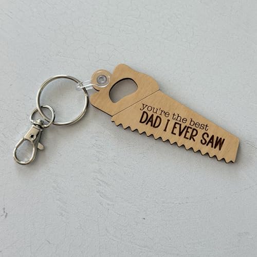 Wooden Saw Design Keychain for Dad
