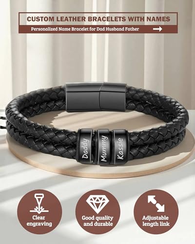 Pulsera personalizable de cuero trenzado para hombre miniatura 6