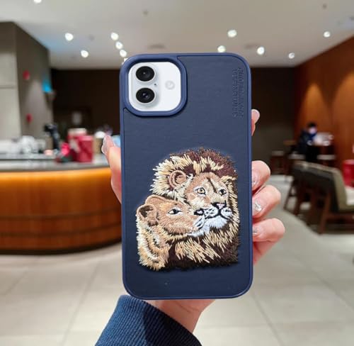Image of Genuine Leather Case Compatible with iPhone 12 Back Cover Case Shockproof TPU Design Back Case Cover (Dark Blue)