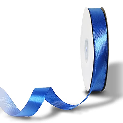 Orikukeet Blue Polyester Ribbon 5/8 Inch, 50 Yards, Single-Sided Shiny, Perfect For Diy Crafts, Wedding Decoration, Gift Wrapping And Flower Art #TOP17