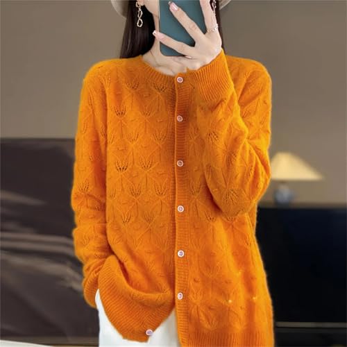 Knit Wool Cardigan for Women Long Sleeve Hollow Out Design Button Front Casual Soft Sweater Loose Fit Outerwear4