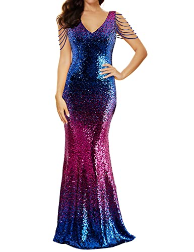 Image of Women 1920s Plus Size Formal Dress Tassels Sleeve Sequins Gatsby Maxi Evening Gown