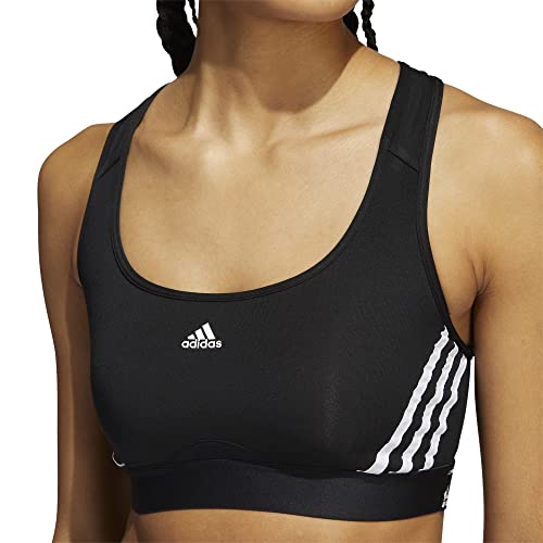 Adidas Women's Standard Training Medium Support 3 Stripes Bra, Black/White, Large Dd #TOP26