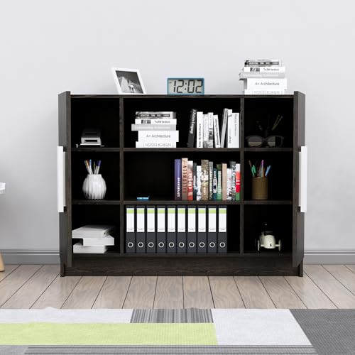 Image of Bniture Storage Cabinet Wooden Sideboard for Living Room with 3 Shelf and 2 Door | Multipurpose Book Shelf Storage Organizer Cabinet for Office Home Hallway Drawing Room Bedroom | Flower Wenge