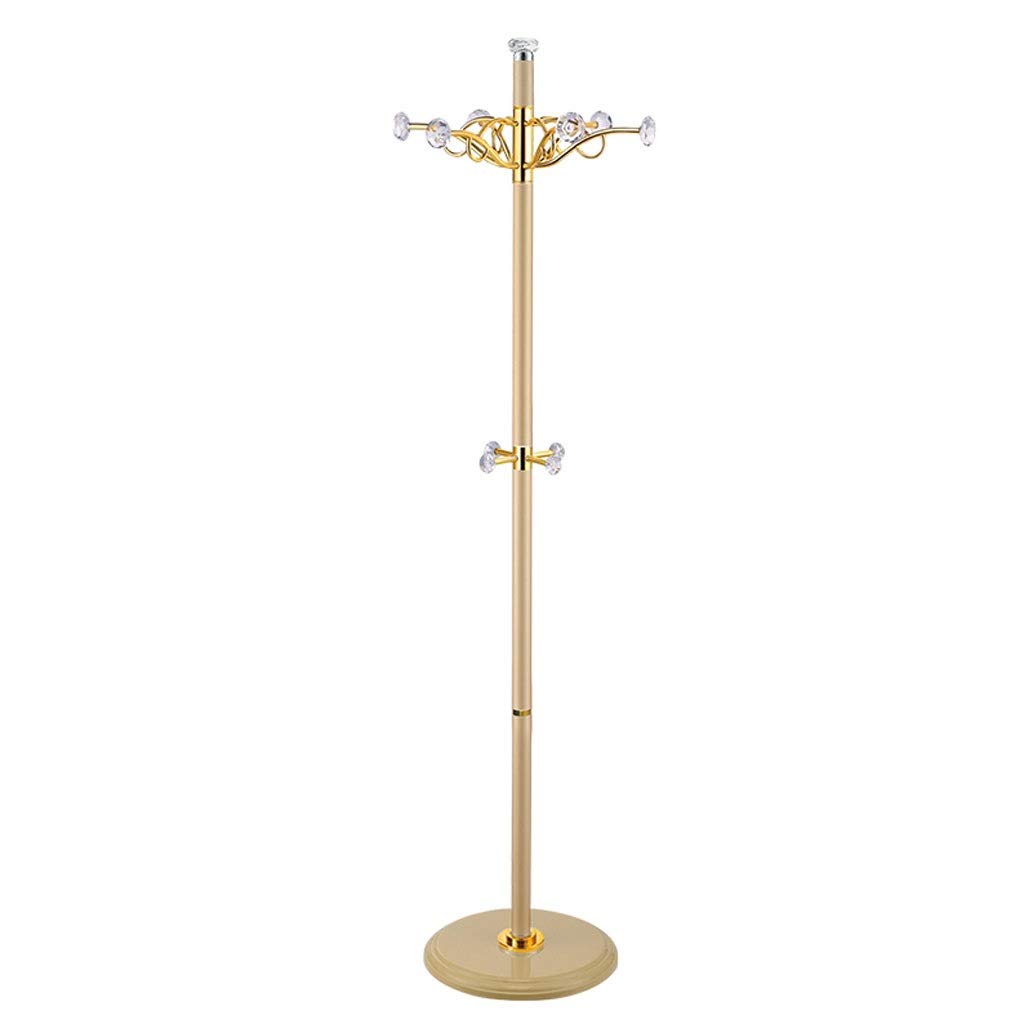 YNBSHGAA Metal Free Standing Entryway Hall Coat Stand with Round Base Hat Clothes Scarves Organizer for Entryway Hallway Coat Shelf,Gold