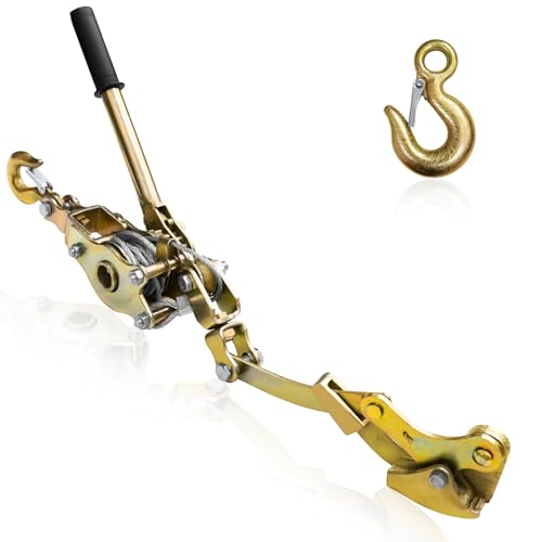 YATOINTO Come Along 2 Ton Cable Winch Puller with Cable Grip Steel Wire Puller 2 Hooks Portable Steel Cable Puller for 3/16" to 9/10" Cable Zipline Cable Tensioner Kit