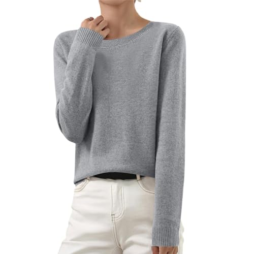Image of Sweaters for Women Fall Long Sleeve Lightweight Crewneck Knit Tops Casual Soft Pullover Sweater Base Layer Shirts