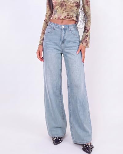 Utyful Baggy Jeans for Women High Rise Wide Leg Cinched Waist Denim Pants - image 4