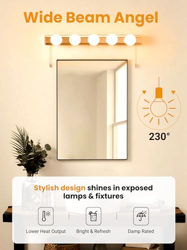 Image of TJOY G25 LED Globe Light Bulbs, Vanity Bulb for Bathroom 40W Equivalent | 2700K Soft Warm White E26 Base, Round Decorative Bulb for Vanity Makeup Mirror, CRI85+, 450LM, Non-Dimmable, UL, 4 Pack