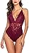 MEN.CLOTHING-LEE Ropa de Dormir para Mujer Corsés para Mujer Body de lencería de Peluche para Mujer Babydoll de Encaje de una Pieza-Small_Purple_Red- (with_Snap_Crotch)