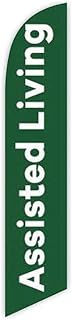 GLOBAL ADVERTISING SOLUTIONS Senior Living Feather Flag Eye Catching Banner Sign for Business and Marketing Replacement Flag Only Without Hardware (Assisted Living Green)