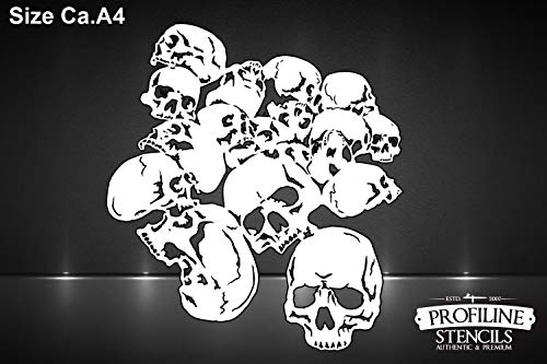 SK-Brush Stencil - Plantilla para aerógrafo, diseño de cráneo